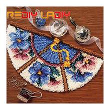 Latch Hook Rug Kits Crocheting Carpet Rug Semicircle Flowers Acrylic Yarn Printed Canvas Cushion Mat Crochet Tapestry Sofa Decor 2024 - buy cheap