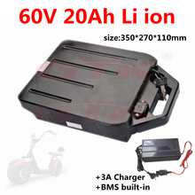 Перезаряжаемые 60V 20Ah литий литий-ионная батарея для жира шин Электрический скутер, электрический мотоцикл e-рикша + 3A зарядное устройство 2024 - купить недорого