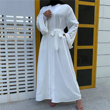 2021 Muslim Fashion Women Abaya Islamic Clothing Turkish Dress Dubai Cardigan Elegant Long Sleeve 7 Solid Colour Casual Wear 2024 - compra barato