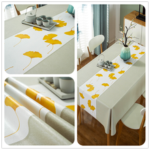 Ginkgo Leaf Print PVC Tablecloths Waterproof  Table Protector Cover Kitchen Table Living Room - Dining Room Decor Restangle 2024 - buy cheap