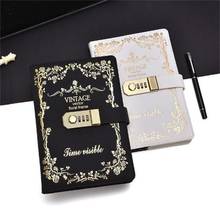 A5 Korea Retro Notebook Password Book With Lock Creative School Office Supplies Stationery Personal Diary Journal Cover Planner 2024 - buy cheap
