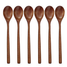 6Pcs Wooden Spoons - 9 '' Long Handle Cooking Spoons for Mixing Stir Food 2024 - buy cheap