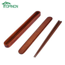 TOPINCN Eco-friendly Portable Wooden Chopsticks with Pull-out Wood Color Chopsticks Box Case Tableware Dinnerware 2024 - buy cheap