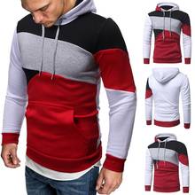 Sudadera con capucha y forro polar para hombre, ropa de calle de retales, color rojo, cálida, informal, invierno y otoño, nueva marca de moda, 2021 2024 - compra barato