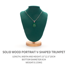 green wooden necklace jewelry display Half-length portrait model women earring bracelet ring storage jewellery organizer showing 2024 - buy cheap