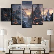 Pósteres de juego de montaña de Lava y casa de dragón, lienzo HD, imágenes artísticas de pared, decoración, accesorios de sala de estar, pinturas decorativas para el hogar, 5 uds. 2024 - compra barato