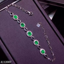 KJJEAXCMY fine jewelry 925 sterling silver inlaid natural emerald bracelet trendy female hand bracelet support testing 2024 - buy cheap