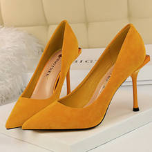 2020 Women 10cm High Heels Green Office Blue Black Pumps Luxury Elegant Stiletto Heels Lady Qualiy Scarpins Wedding Yellow Shoes 2024 - buy cheap