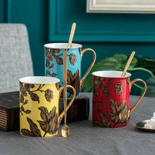 Ceramic Tea Mugs Including 304 SUS Spoons Breakfast Milk Coffee Cup Office Drinkware Cup Kitchen Utensils Wedding Gifts 500ML 2024 - buy cheap