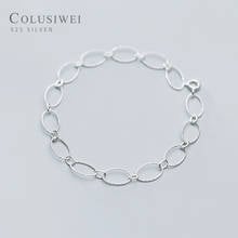 COLUSIWEI Real 925 Sterling Silver Geometric Lock Bracelet for Women Simple Oval Link Chain Korean Style Female Fashion Jewelry 2024 - buy cheap