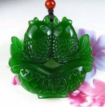 collectibles Green jade hand carved auspicious double fish pendant amulet 2024 - buy cheap