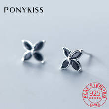 PONYKISS Romantic 100% 925 Sterling Silver Zircon Flower Stud Earrings Women Party Delicate Elegant Earrings Lovely Fine Gift 2024 - buy cheap