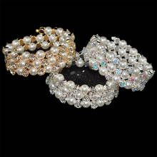 Pulsera de perlas de imitación de cristal para mujer, brazalete ajustable con apertura de perlas, varias capas 2024 - compra barato