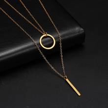 Cazador Geometric Circle Pendant Double Layer Necklace Stainless Steel Long Chain Necklaces For Women High Quality Gifts Jewelry 2024 - buy cheap
