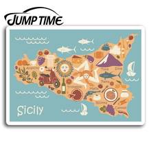 Pegatinas de vinilo con diseño de mapa de Italia para ordenador portátil, calcomanía de vinilo con diseño de "Jump Time for Sicily", para regalo de equipaje, camión, ventana, parachoques, accesorios impermeables 2024 - compra barato