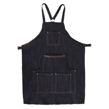 1PC Unisex Pocket Denim Hairdressing Apron Barber Salon Hair Cutting Cape Cloth Work Apron Cafe Kitchen Cooking Bibs 2024 - buy cheap