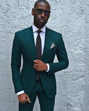 Модный стильный мужской костюм, новый темно-зеленый мужской костюм, официальный мужской свадебный костюм, 2 предмета (пиджак + брюки) 2024 - купить недорого