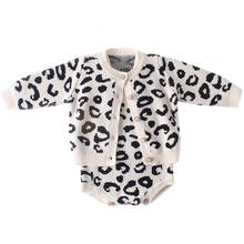 Newborn Baby Girl Romper Autumn Leopard Knitted Baby Clothes Cotton Baby Cardigan Sweater Romper Jumpsuit 2024 - buy cheap