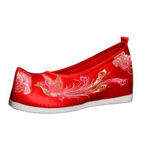 Vintage Red Embroidered Phoenix Bride shoes Chinese Wedding Cloth Shoes Hanfu Clothing Inside Heighten 5cm 2024 - buy cheap