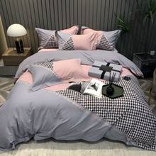 2020 luxo egito algodão lixar houndstooth conjunto de cama bordado capa edredon fronhas folha rainha rei tamanho 4 pçs 2024 - compre barato