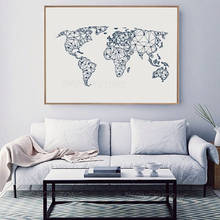 Mapa del mundo abstracto, lienzo impreso, carteles de pared geométricos de Bajo polietileno, imagen del mundo, pintura en lienzo, decoración del hogar 2024 - compra barato