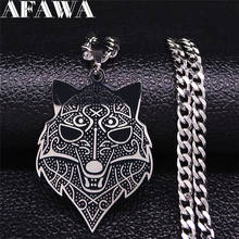 Viking Wolf Head Stainless Steel Choker Necklace Women/Men Black Silver Color Necklace Jewelry collar acero inoxidable N4047S02 2024 - buy cheap