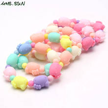 MHS.SUN Springtime Cute Baby Kids Cartoon Kitty Beaded Bracelets 2PCS Colorful Beads Elastic Bangles Jewelry For Children Gift 2024 - buy cheap