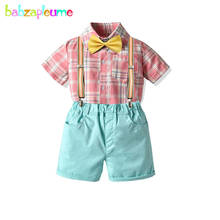 Conjunto de ropa de verano para niños pequeños, camisa de manga corta de algodón a cuadros, a la moda, color rosa y pantalones cortos, BC1857-1 2024 - compra barato
