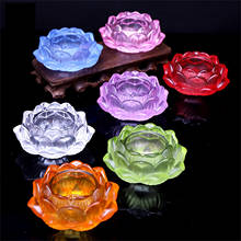 Candelabro de cristal de 7 colores para año nuevo, vela de flor, soporte de luz de té, decoración del hogar, candelabros budistas 2024 - compra barato