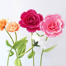Flor Artificial falsa gigante, rosa de espuma grande con tallos para decoración de fondo de boda, ventana, escenario, San Valentín 2024 - compra barato