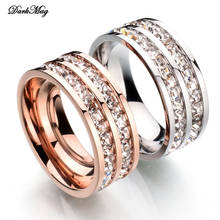 Darkmag luxo banda de casamento de aço inoxidável anel eternidade para as mulheres grande presente para senhoras amor por atacado lotes de jóias em massa 2024 - compre barato