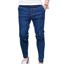 Pantalones pitillo de talla grande para hombre, vaqueros de cintura elástica, Jeans de alta elasticidad, ropa de calle 2024 - compra barato