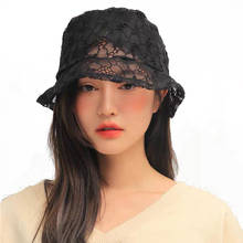 2020 New Korean Fashion Lace Black Bucket Hat Summer Sun Hats For Women Hollow out Flower Fishermen Hat Casual Lady Bucket Cap 2024 - buy cheap