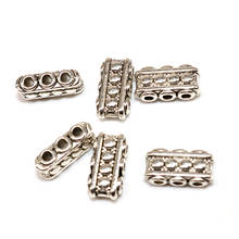 Wholesale Metal Zinc Alloy Spacer Beads Three Hole Tibetan Silver color Beads Silver Plated For Jewelry Making Fit Bracelets DIY 2024 - buy cheap