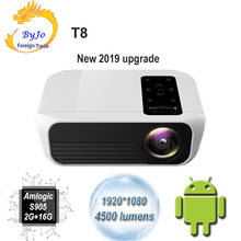 ByJoTeCH T8 светодиодный проектор, 1920*1080 Full HD 1080P Android 7,1 4500 люмен Amlogic S905 2G 16G проектор Beame домашний кинотеатр 2024 - купить недорого
