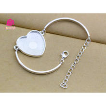 10PCS Handmade Adjustable Bracelet Setting 25mm Heart Cabochon Bangle Blank Base Bezel Tray DIY Bracelet Making Accessories 2024 - buy cheap