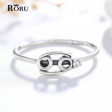 Women Twelve Constellation Rings S925 Sterling Silver Zodiac Signs Cancer Ring for Fine Finger Jewelry with Vintage Zirconia 2024 - buy cheap