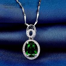 Luxury Rhinestone Women Necklace Pure 925 Sterling Silver Necklace Green Zircon Pendant Necklace Wedding Gift For Girl Party  2024 - buy cheap