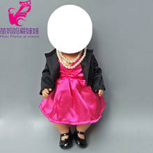 Roupas de boneca de 18 '', vestido de festa + casaco, colar de pera, 43cm, conjunto de vestido para bonecas recém-nascidas 2024 - compre barato