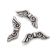 pandahall 100pcs Tibetan Style Metal Angel Wing Beads for Jewelry Making Spacer Beads Charm Antique Silver Color Hole:1mm 2024 - buy cheap