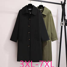New 2021 Autumn Winter Plus Size Women Clothing Overcoat Large Black Army Green Loose Long Windbreaker Coat 3XL 4XL 5XL 6XL 7XL 2024 - buy cheap