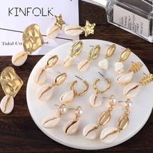 Kinfolk moda concha brincos de ouro para mulher boho gota brinco coreano na moda geométrica brincos jóias 2020 2024 - compre barato