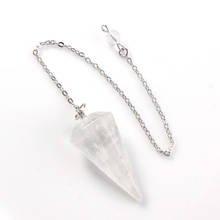 FYSL Silver Plated Hexagon Pyramid Clear Quartz Pendulum Pendant Amethysts Stone Link Chain Jewelry 2024 - buy cheap