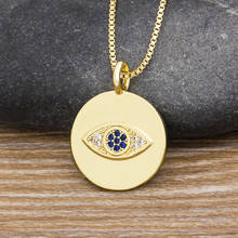 Модное круглое ожерелье золотого цвета с кулоном «сглаза», цепочка с кристаллами и кубическим цирконием, ожерелье-чокер, свадебная бижутерия для вечеринки, подарок для женщин и девушек 2024 - купить недорого