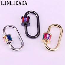 6Pcs, Fashion Shiny Rainbow CZ Micro Pave Oval Clasps, DIY Jewelry Clasps, For Jewelry Making 2024 - buy cheap