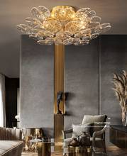 Luminária de teto em cobre pós-moderno, luminária criativa de cristal para decoração de casa, quarto, sala de jantar, teto de luxo 2024 - compre barato