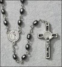 Collar clásico de cuentas de piedra de hematita romana, colgante de cruz de Jesús, abalorio de joyería de oración 2024 - compra barato