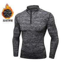 Camiseta térmica de lana para hombre, Tops deportivos de entrenamiento, ropa cálida de invierno con cremallera para gimnasio, trotar, entrenamiento de Yoga, sudaderas con capucha, talla europea 2024 - compra barato