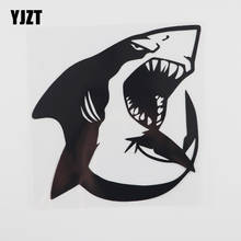 YJZT 13.5CMX13.6CM Shark Ocean Boating Surfing Decal Vinyl Car Sticker Black /Silver 13C-0232 2024 - buy cheap