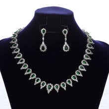 Conjunto de joyería HADIYANA Vintage con forma de gota de agua, collar y pendientes, 2 piezas, conjunto de boda para mujer, circonia, Zirconia, CNY127 2024 - compra barato